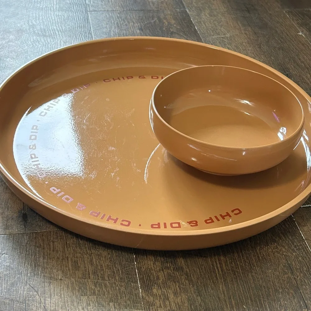 Vintage Georges Briard Melamine Chip and Dip Set Tan MCM Made in Japan Round